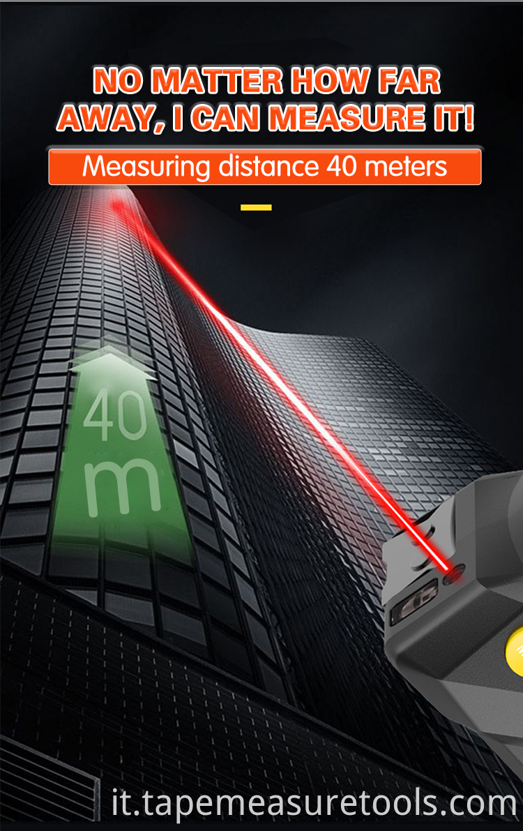 3 in 1 Nastro di misurazione della distanza laser multifunzione 40M Metro a nastro di distanza laser 5m con display LCD